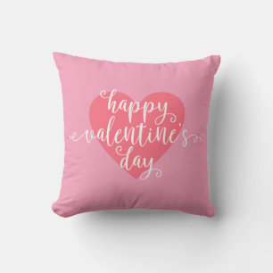 Happy Valentine's Day Calligraphy   Throw Pillow