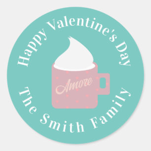 Happy Valentines Day Camp Fire Chocolate Classic Round Sticker