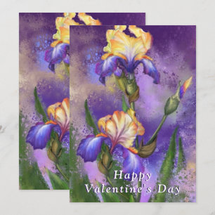 Happy Valentine's Day Card - Beautiful Iris Flower