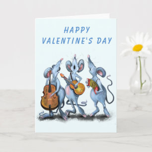 Happy Valentine's Day Card Musical Mouse Band