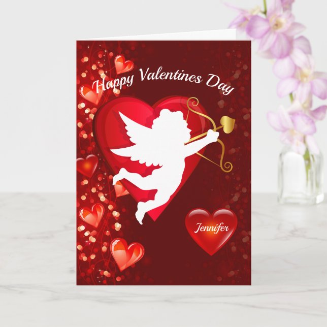Happy Valentine's Day Card Personalize Name (Orchid)