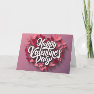 Happy Valentine's day card pink card 3D papercut 