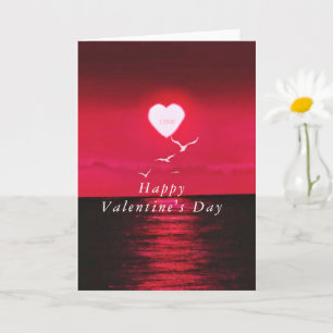 Happy Valentine's Day Card Sea Sunset Love Heart