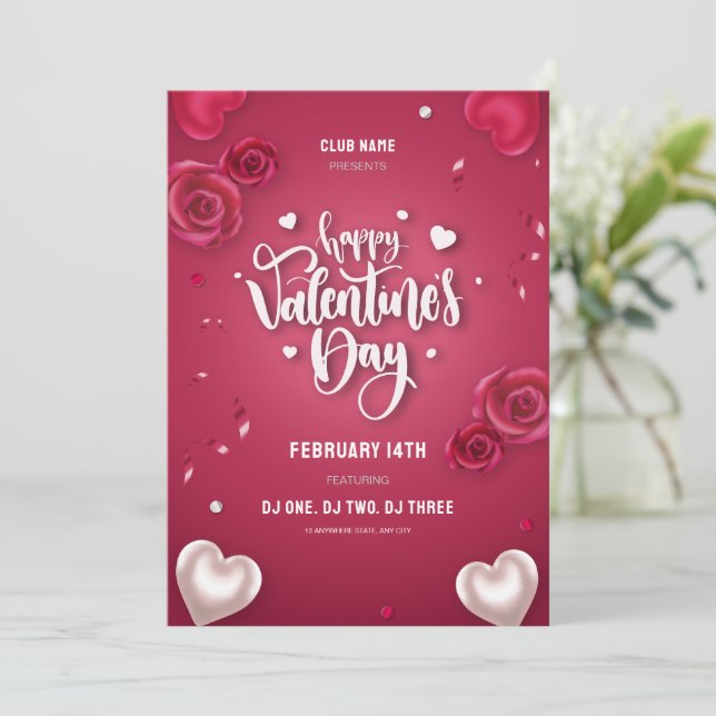 Happy Valentine's Day Card Valentine's Day Party (Standing Front)