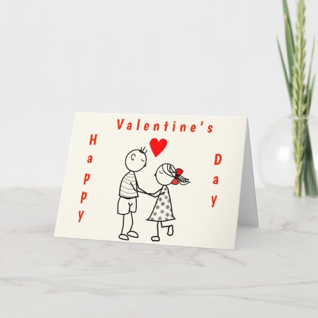 Happy Valentine's Day Card with Romantic Couple (Front)