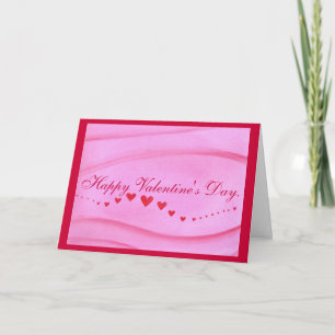 Happy Valentine's Day card with wave of red hearts