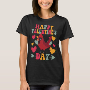 Happy Valentines Day Cardinal Heart Love Groovy T-Shirt