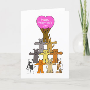 Happy Valentine's Day Cartoon Dogs Holiday Card