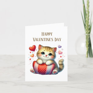 Happy Valentine's Day cat Holiday Card