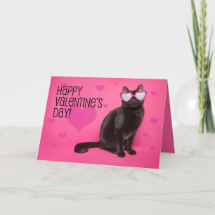 Happy Valentine's Day Cat in Glasses Humour Holiday Card