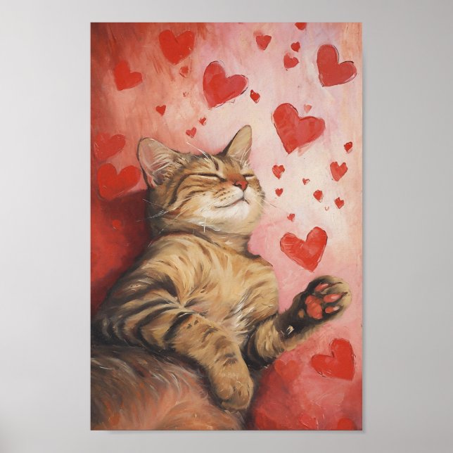 Happy Valentines Day Cat Poster (Front)