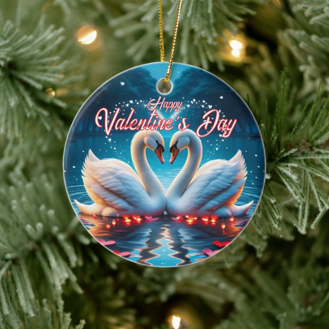 Happy Valentine's Day Ceramic Ornament (Tree)