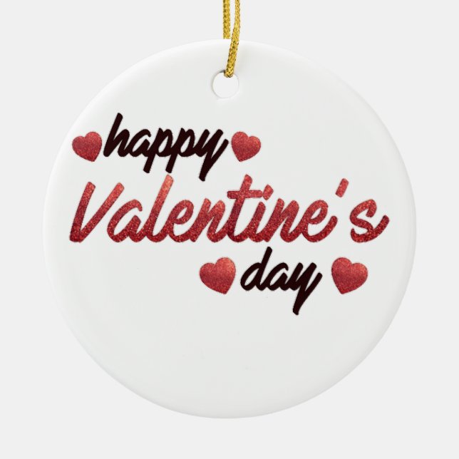 Happy Valentine's Day Ceramic Ornament (Front)