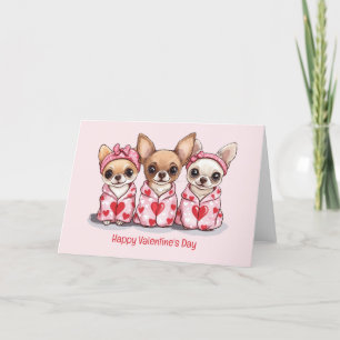 Happy Valentines Day Chihuahua Dogs Holiday Card