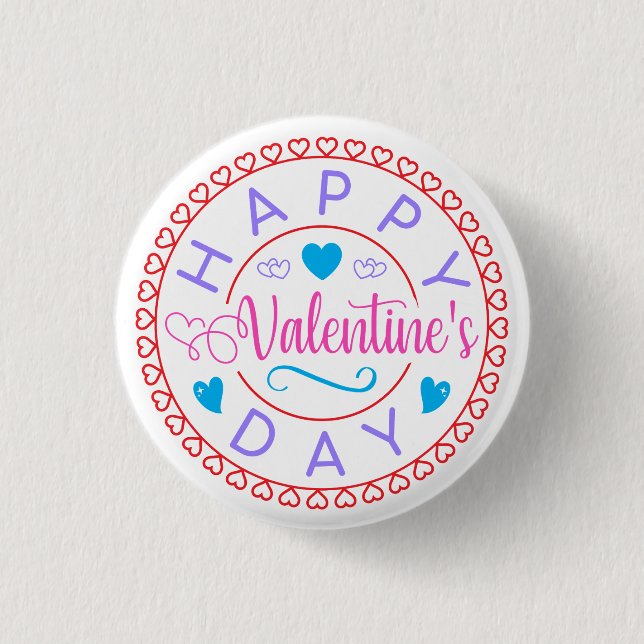 Happy Valentine's Day Circle Design-67127 1 Inch Round Button (Front)