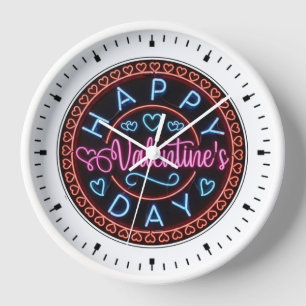 Happy Valentine's Day Circle Design-67128 Clock