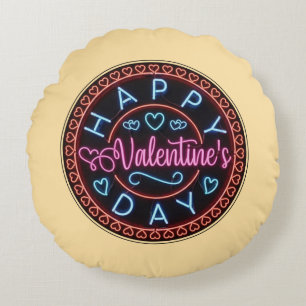 Happy Valentine's Day Circle Design-67128 Round Pillow