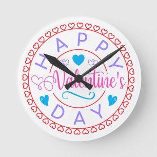 Happy Valentine's Day Circle Design-87128 Round Clock