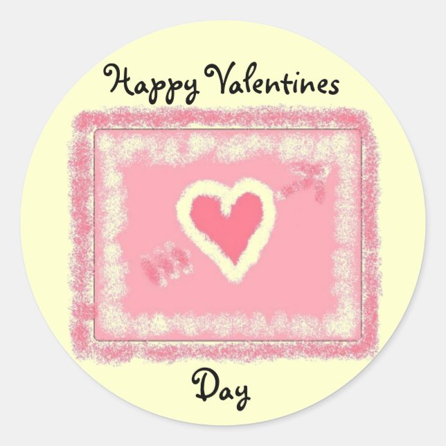Happy Valentines Day Classic Round Sticker (Front)