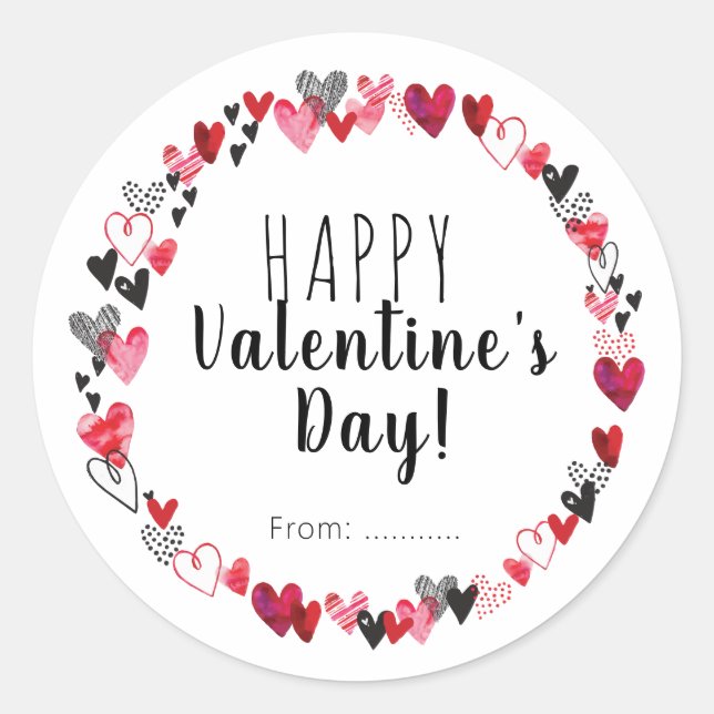 Happy valentine's day  classic round sticker (Front)
