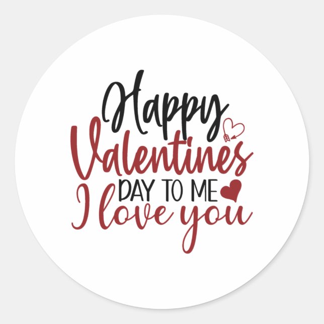 Happy Valentine's Day Classic Round Sticker (Front)