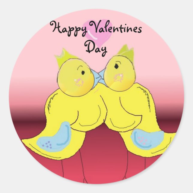 Happy Valentines Day Classic Round Sticker (Front)