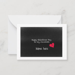 Happy Valentines Day Classmate Cool Cute Black Red Card