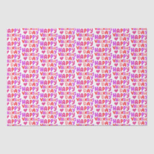 Happy Valentines Day Colourful Modern Lettering  Tissue Paper