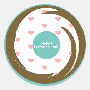 Happy Valentines Day Confetti Heart Marble Doughnu Classic Round Sticker