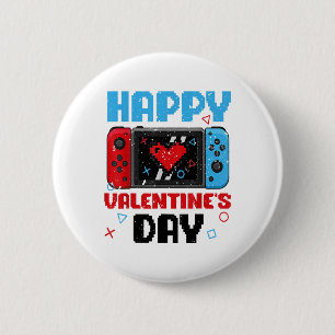 Happy Valentines Day Controller Video Game Heart B 2 Inch Round Button