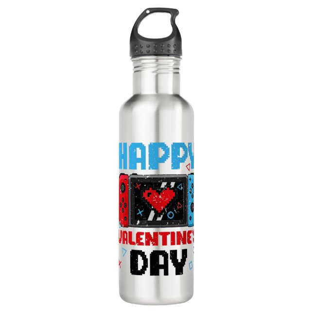 Happy Valentines Day Controller Video Game Heart B 710 Ml Water Bottle (Front)