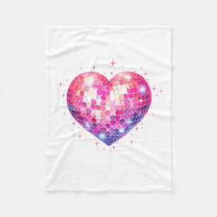 Happy Valentine's Day Coquette Nk Disco Ball Heart Fleece Blanket