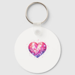 Happy Valentine's Day Coquette Nk Disco Ball Heart Keychain