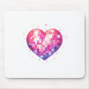 Happy Valentine's Day Coquette Nk Disco Ball Heart Mouse Pad