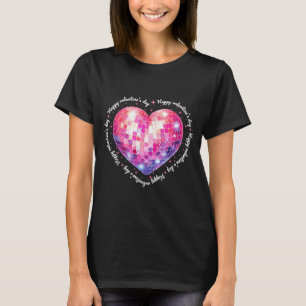 Happy Valentine's Day Coquette Nk Disco Ball Heart T-Shirt