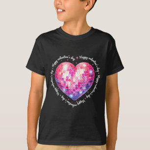 Happy Valentine's Day Coquette Nk Disco Ball Heart T-Shirt
