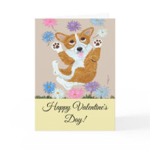 Happy Valentine's Day Corgi Doggie Card