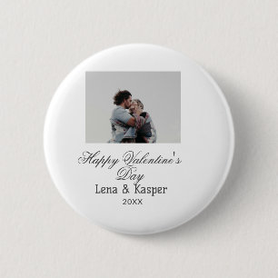 Happy Valentine's day couple photo modern simple t 2 Inch Round Button