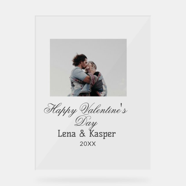 Happy Valentine's day couple photo modern simple t Acrylic Sign (Front)