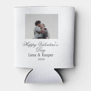 Happy Valentine's day couple photo modern simple t Can Cooler