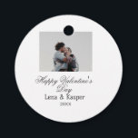 Happy Valentine's day couple photo modern simple t Favour Tags<br><div class="desc">Design for couple love</div>