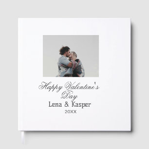 Happy Valentine's day couple photo modern simple t Guest Book