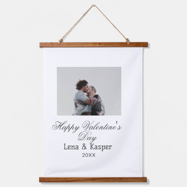 Happy Valentine's day couple photo modern simple t Hanging Tapestry (Front)