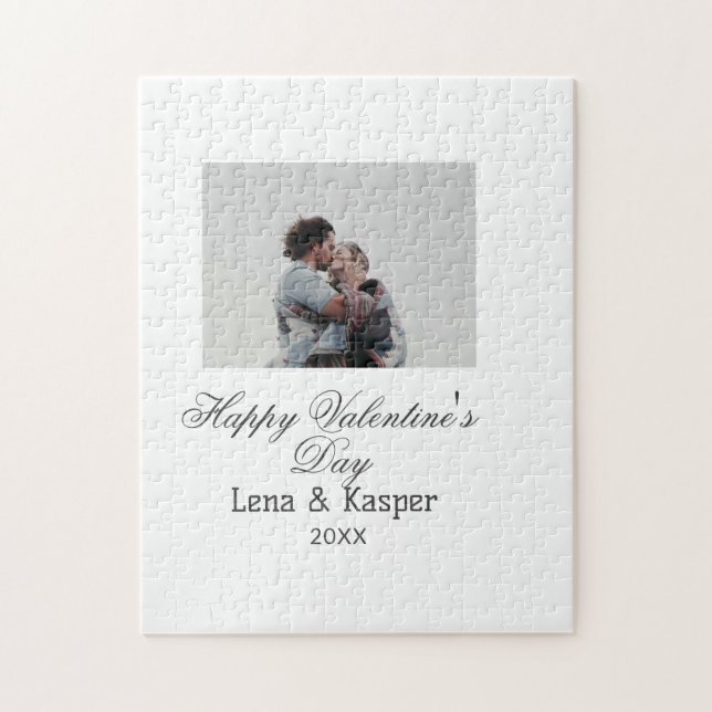 Happy Valentine's day couple photo modern simple t Jigsaw Puzzle (Vertical)