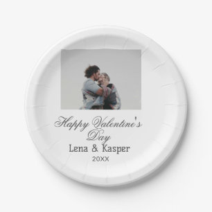 Happy Valentine's day couple photo modern simple t Paper Plate