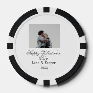 Happy Valentine's day couple photo modern simple t Poker Chips