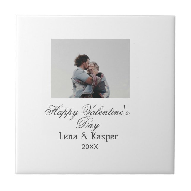 Happy Valentine's day couple photo modern simple t Tile (Front)