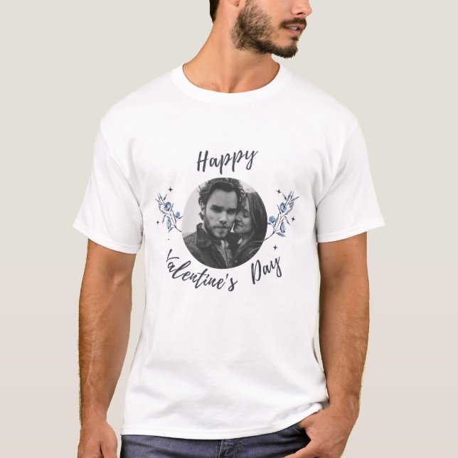 Happy Valentines Day|Couple pic|Flowers T-Shirt (Front)