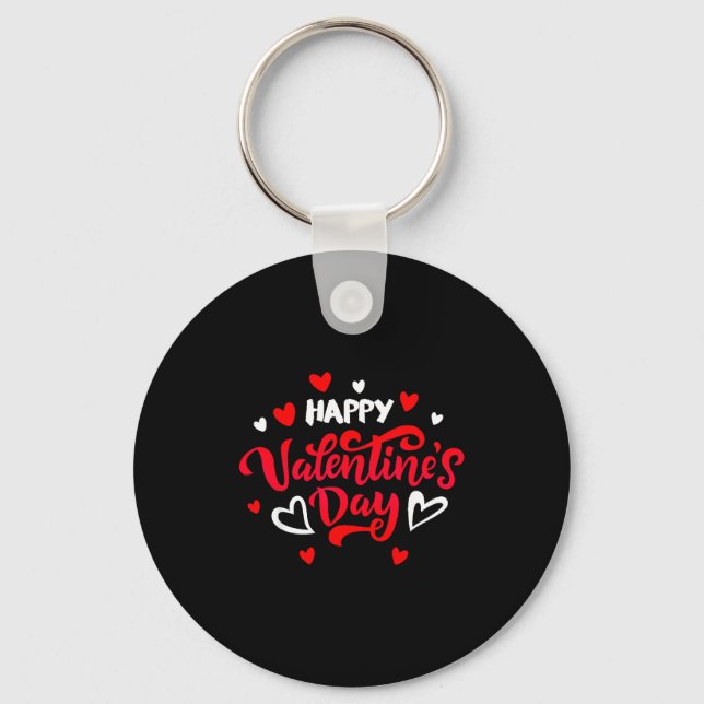 Happy Valentine's Day Couples Date Valentine Love  Keychain (Front)