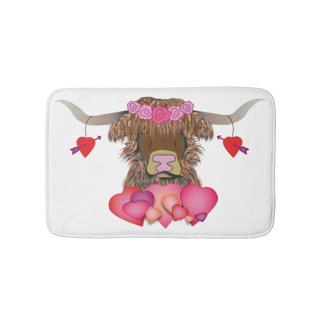 Happy Valentines Day Cow Bath Mat (Front)